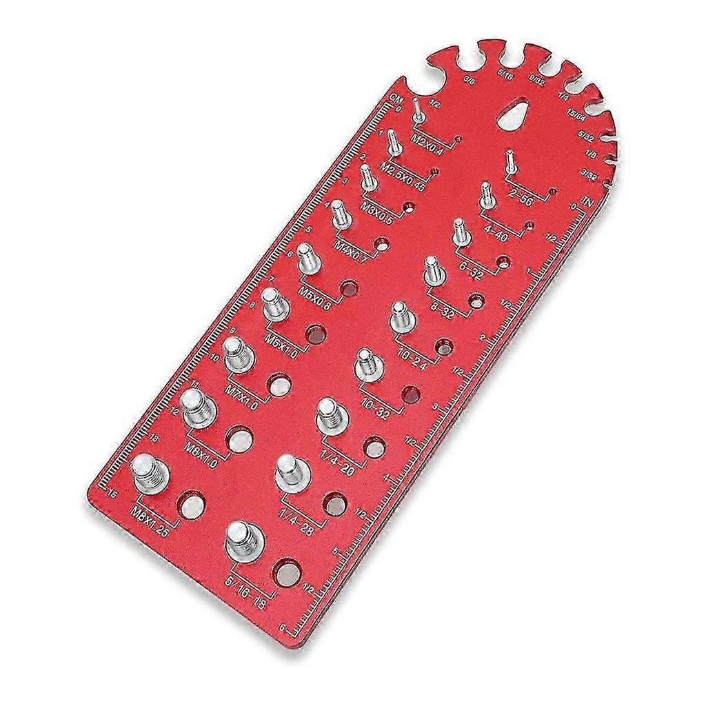 Portable Nut and Bolt Fine Thread Nut and Bolt Size Gauge, Versatile Thread Chaser Set ,Red Less