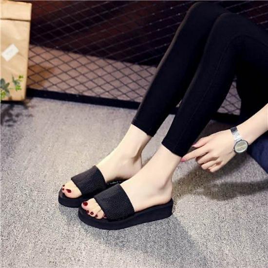 Elastic Band Cross-Strap Platform Women s Sandals - Summer Lightweight, Thick Sole, Trendy Beach Slippers Size 41
