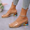 Women Crystal Sandals  New Spring Summer Open Toe Sandals Square Heels Beach Fashion Sandals Women