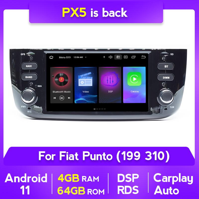 Fiat Punto GPS Navigation Carplay with Reversing Camera and Bluetooth CD System