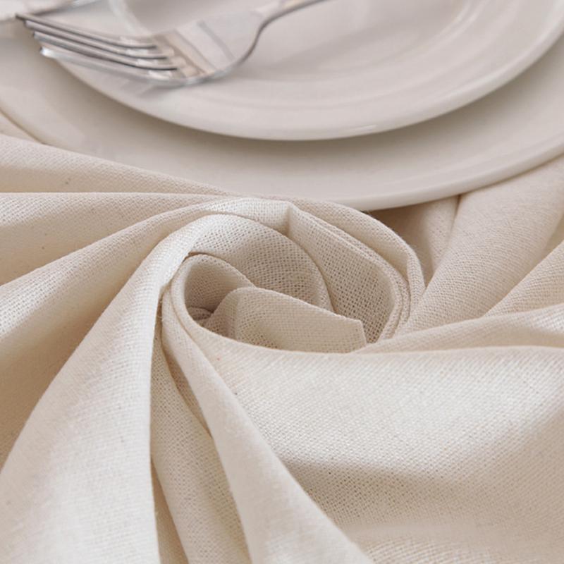 Modern Linen Cotton Solid Color Table Cover with Lace for Banquet Coffee Shop Home Decoration