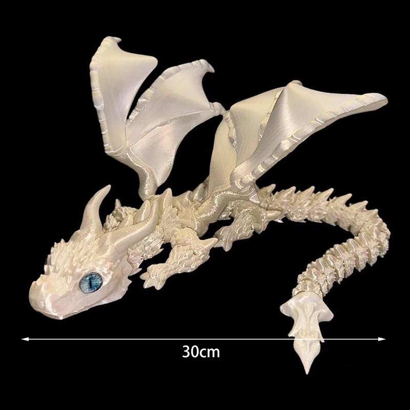 3D-gedruckte geflügelte Kutsche Drachenfigur mit zufälligen Augen Art Deco Harz Drachenskulptur Tischplatte Tierisches Thema Dekorationen