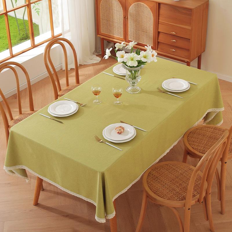 Fabric Waterproof And Oil-Proof Leave-In Dining Table Cloth Nordic Light Luxury Solid Color High-Grade Coffee Table Household Rectangle