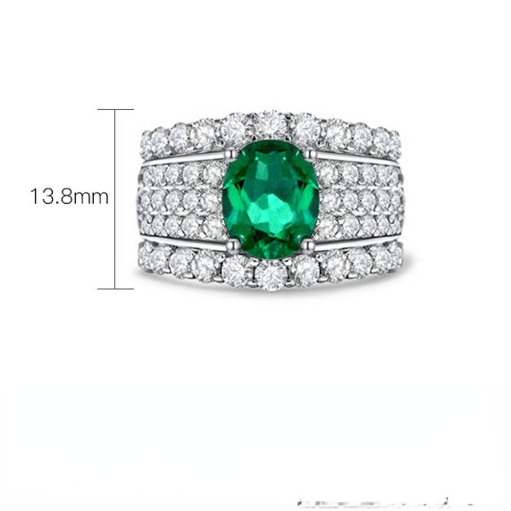 Gica Gema 925 Sterling Silver Zirkony Prsteny z drahokamů pro ženy Zelený diamant 7*9mm oválné výročí svatby jemné šperky