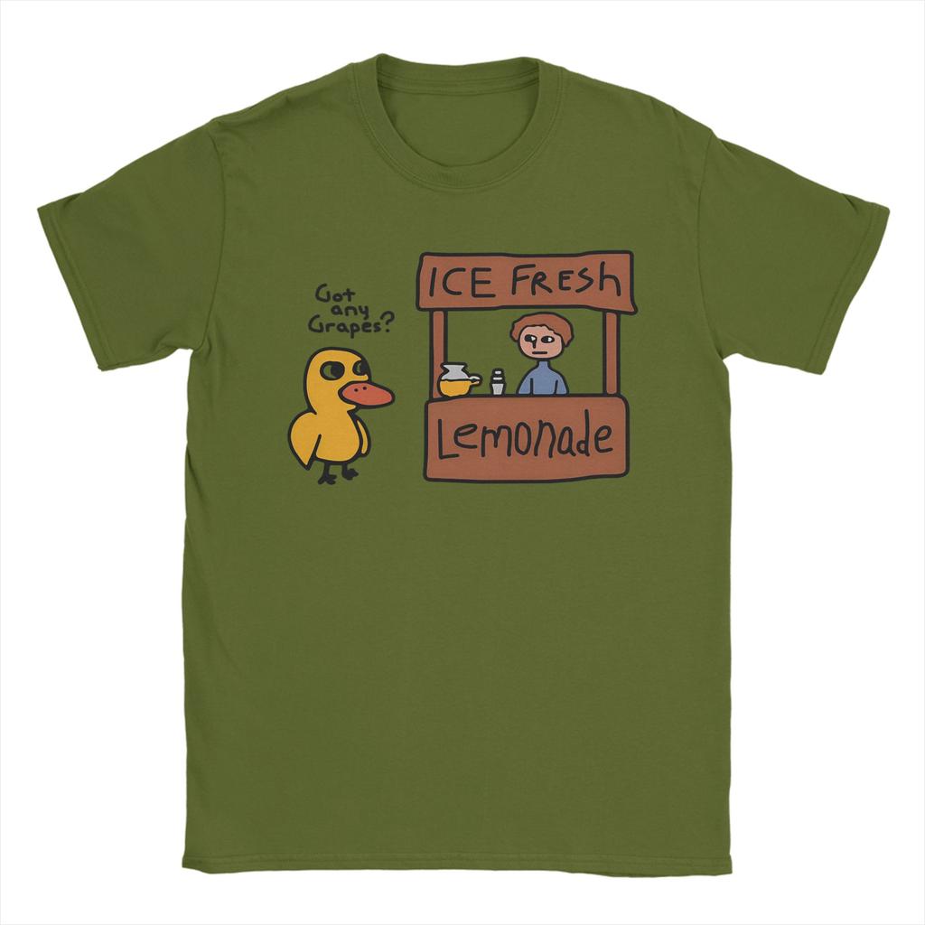 Novelty Got Any Grapes T-Shirts Men Round Neck Pure Cotton T Shirt Funy Cute Duck Song Short Sleeve Tee Shirt Plus Size Clothing