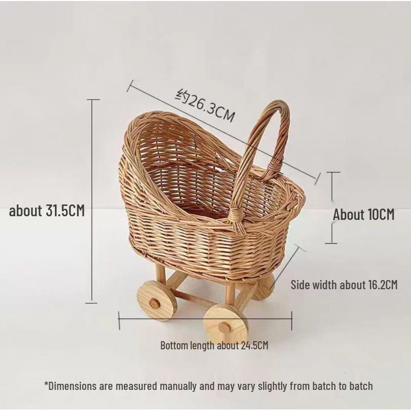 Pastoral-Style Handwoven Rattan Flower Basket - Small Decorative Green Plant Basket