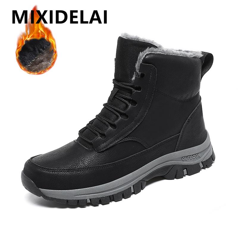 Wintermarke Übergröße Herren Stiefeletten Lässige Herren Motorradstiefel High-Top Outdoor Walking Warme Schneestiefel Winter Herrenschuhe