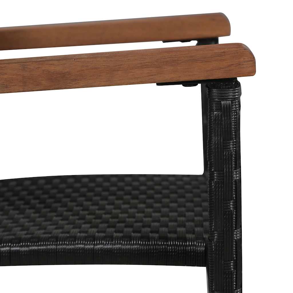 7 piece Garden Dining Set Poly Rattan Acacia Solid Wood Black