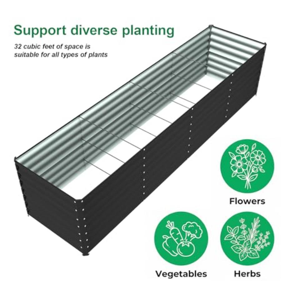 8x2x2FT Raised Garden Beds Outdoor Planter for Gardening Vegetables Flowers Large Metal Garden Box Deep Plant Flower Pots Outdo