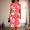 Women's Fashion Graceful Flower Print Summer Spring Short Sleeve O-Neck Casual Dresses