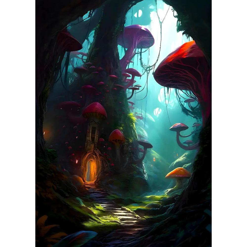 Mysterieuze Betoverde Bos Poster Zonovergoten Elfenbos Pad Sprookjes Prints Canvas Schilderij Muurfoto Huis Woonkamer Decor