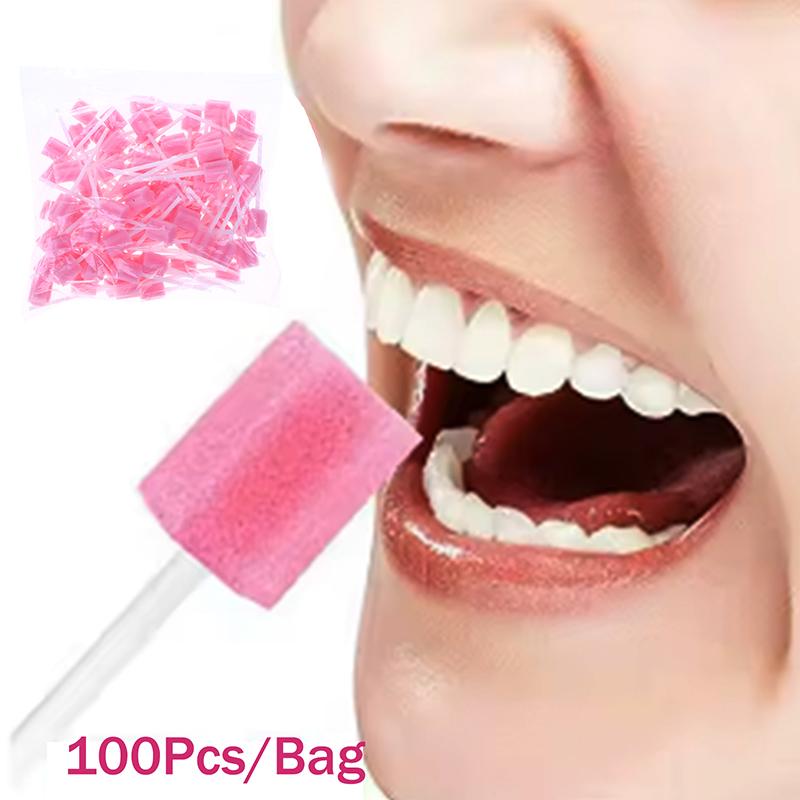 100 Piezas Bastoncillo Esponja Desechable Bastoncillos Bucales Uso Único Bastoncillo Desinfectante Flor de Ciruelo Accesorios de Limpieza Materiales Dentales