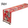 Tassel Edge Table Runner Jacquard Floral Runner, Vintage Peony Farmhouse Decorative with Tassels for Home Wedding Party Decor Elegant Dining