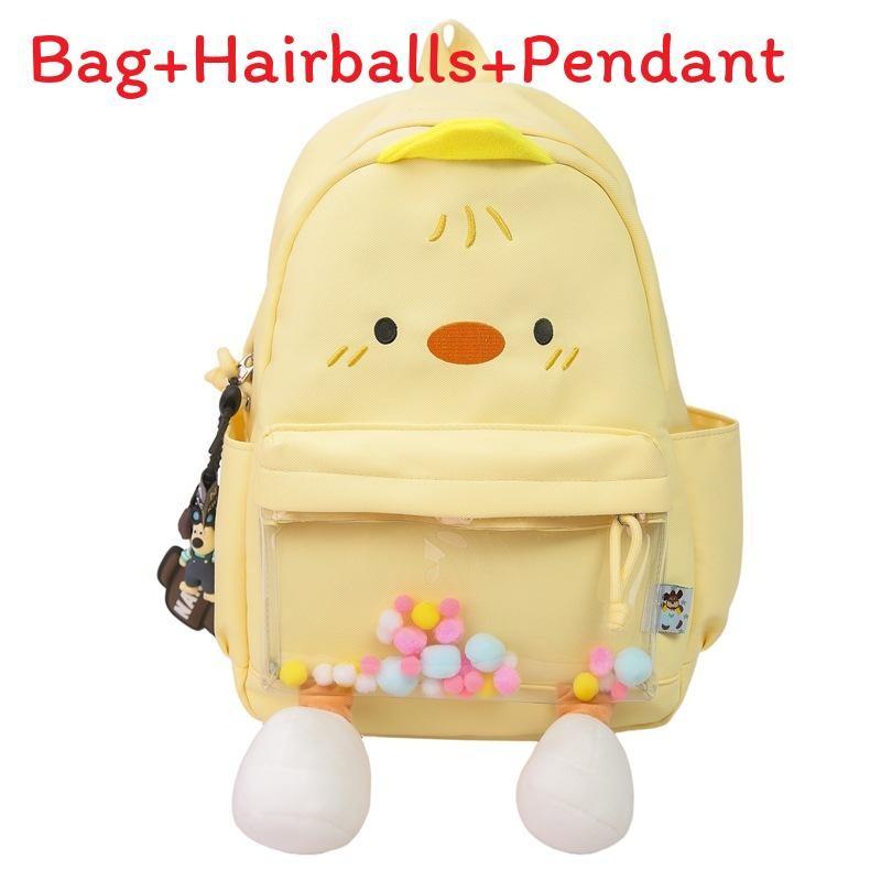 Ins Cartoon Chick Backpack For Kids With Breathable Nylon And 12in Laptop Storage