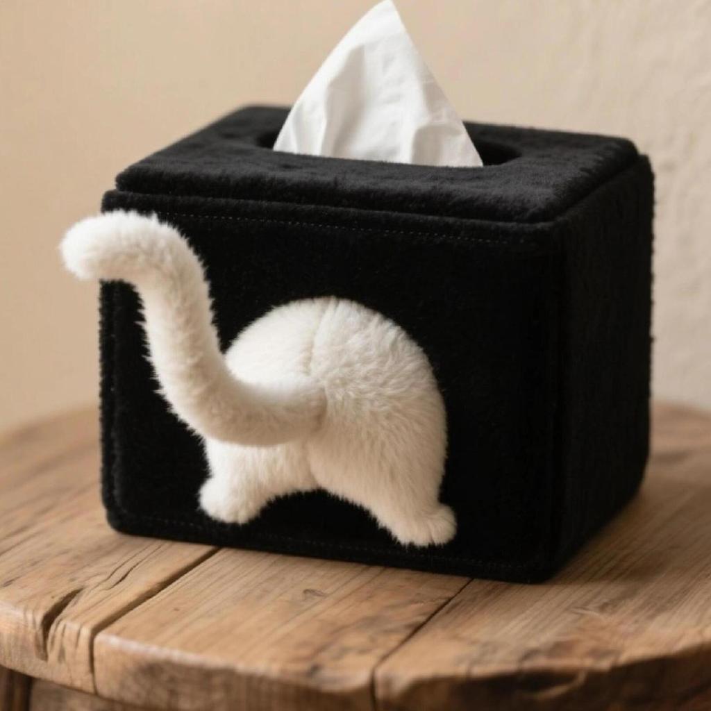 Cute Cat Butt Tissue Box Funny At Butt Napkin Dispenser Velvet Decorative Facial Tissue Holder For Kitchen Countertop Bedroom