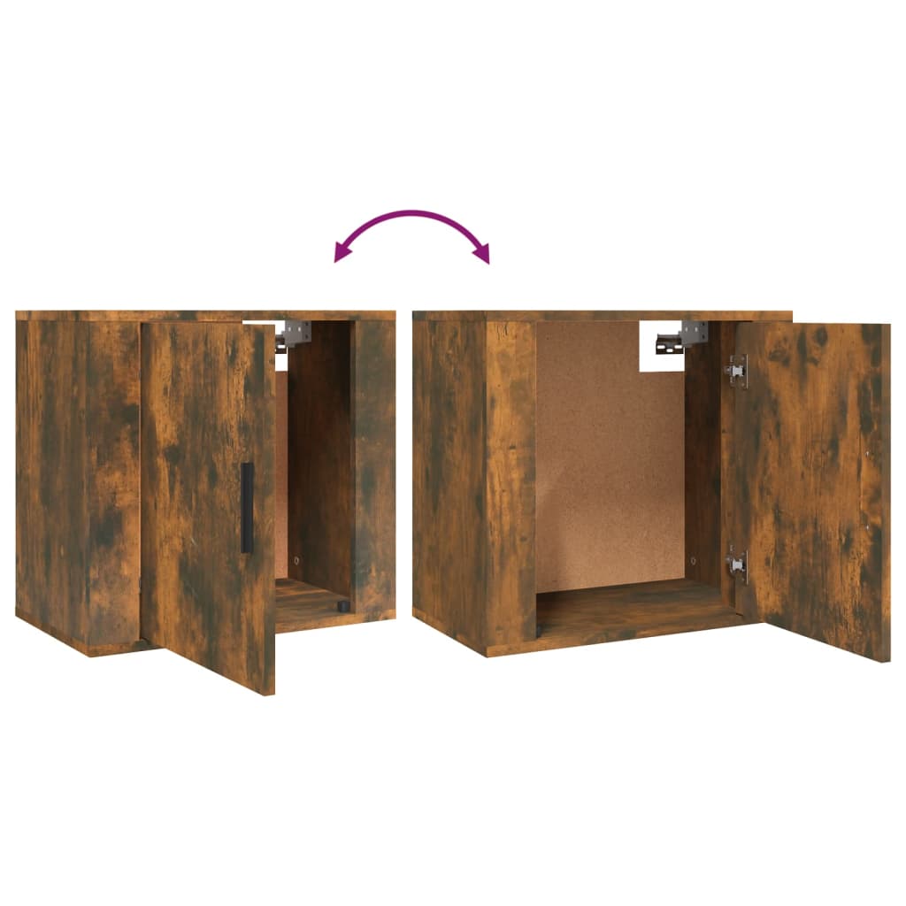 Wall Mounted Nightstands Set of 2 Smoked Oak Finish 50 X 30 X 47 Cm