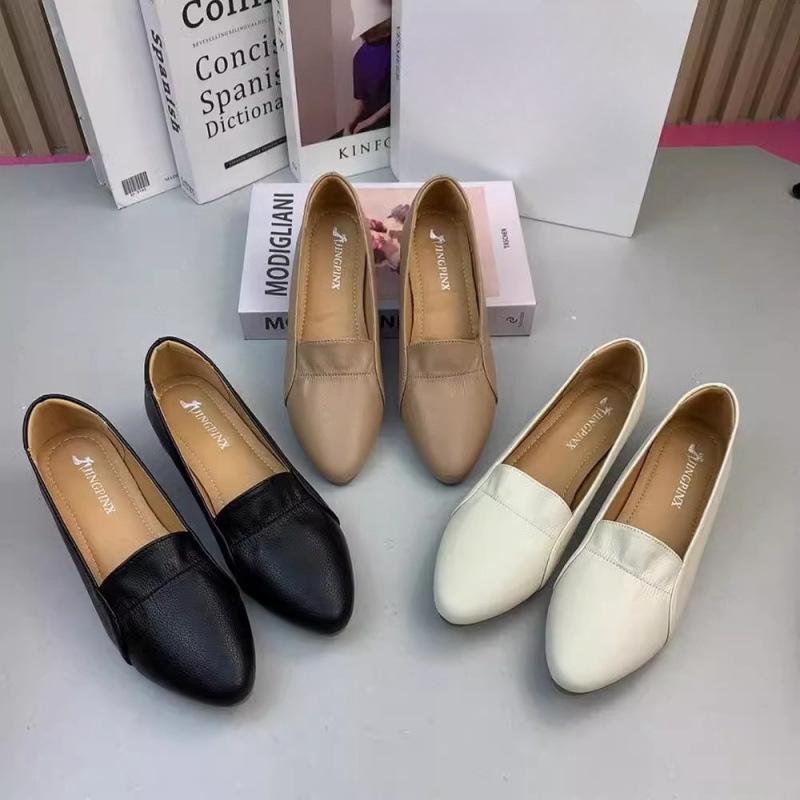 Soft sole soft surface single shoes autumn low heel soft leather casual evening breeze gentle fashion casual shoes