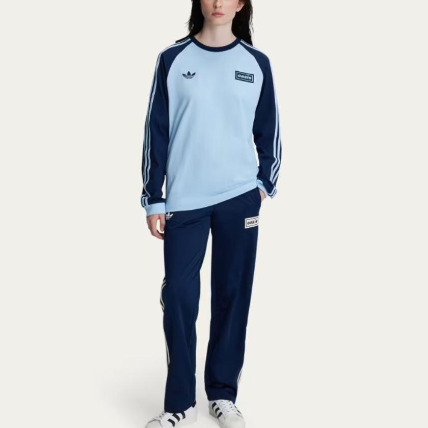 adidas Originals X Oasis Collaboration 3-Stripes Tour Comfortable Slim Fit Long Sleeve T-Shirt Unisex Tops KT-3427