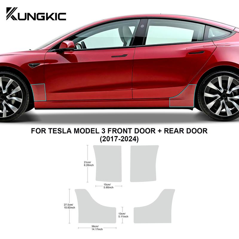 7.5mil Protective Film For Tesla Model 3 Model Y 2017- Highland 2024 Front Door Rear Door Extended Invisible Car PPF Lamp