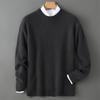Men's Autumn/Winter Wool Round Neck Solid Color Long Sleeve Loose Fit Knit Sweater Plus Size.