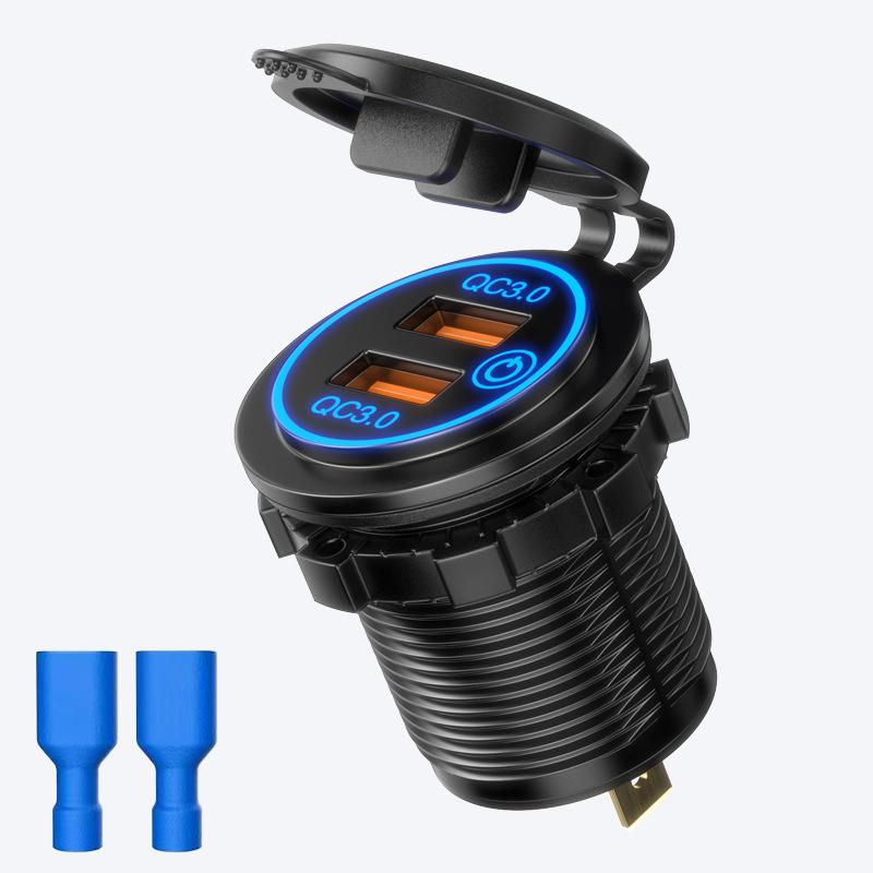 12-24V Fast Charging Car & Motorcycle Adapter with Cigarette Lighter Port
