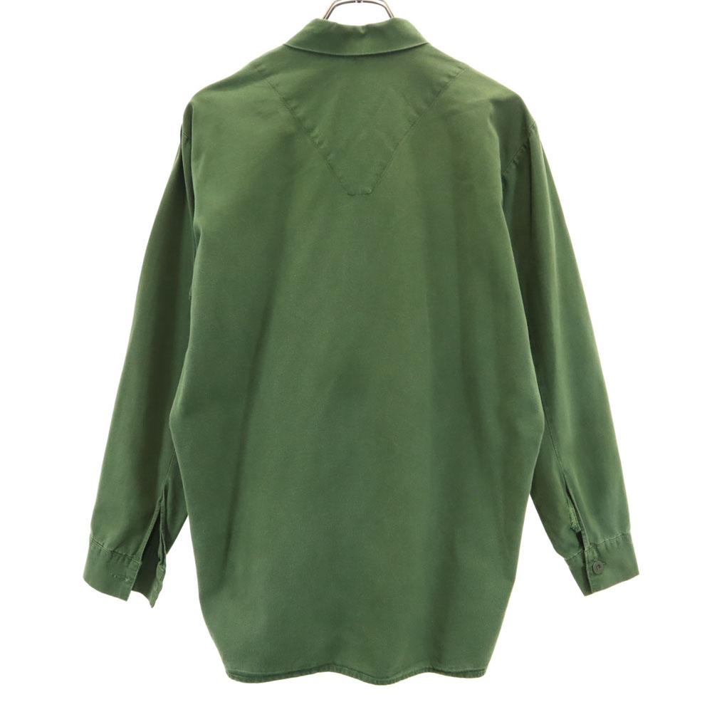 SWEDENISH ARMY 70s vintage Long sleeve half button shirt khaki Men's Used