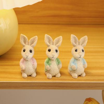 Easter Bunny Figurines Decor Resin Bunnies Spring Sculpture Tabletop Ornament Rabbits Festival Present for Garden Home Table Office Dining Room,3 Pack