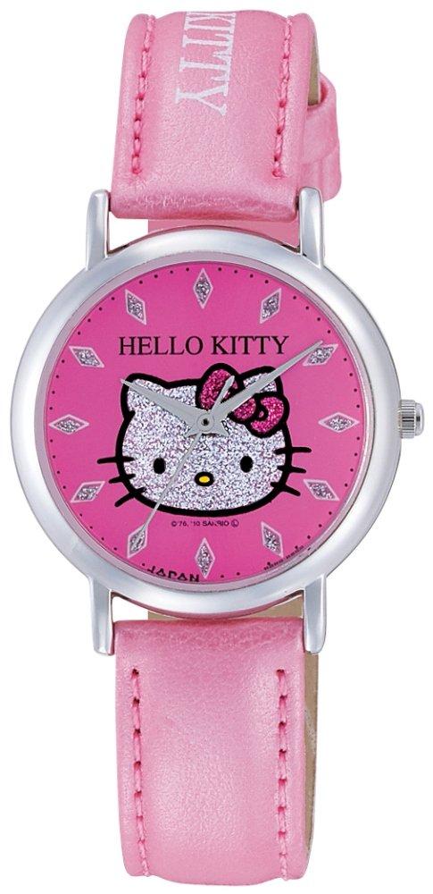 

[Citizen Q&Q] Часы аналоговые Hello Kitty с водонепроницаемым кожаным ремешком, сделано в Японии 0009N002 женские розовые