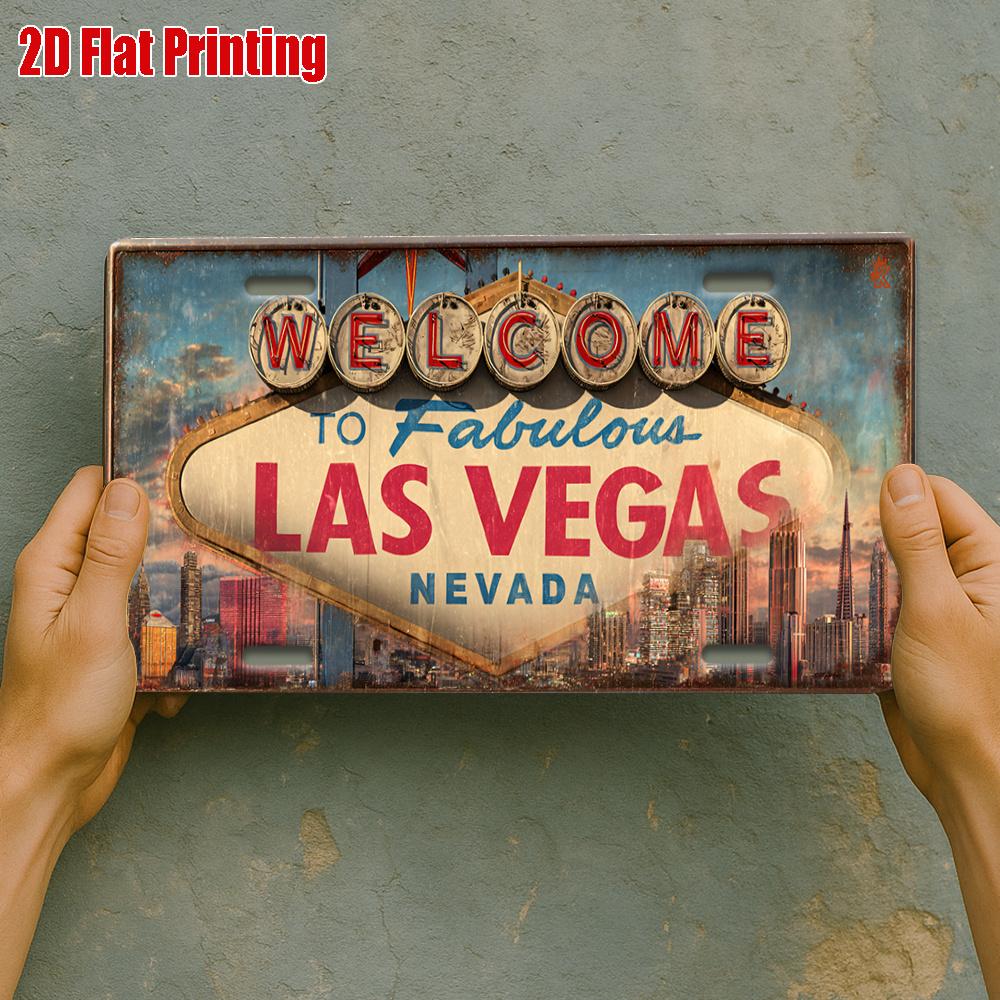 D Flat Pc Vintage Metal Signfor Decorationg Only Outdoor Wall Art (xcm)Las Vegas Sign Aluminum PlatePerfect for Game