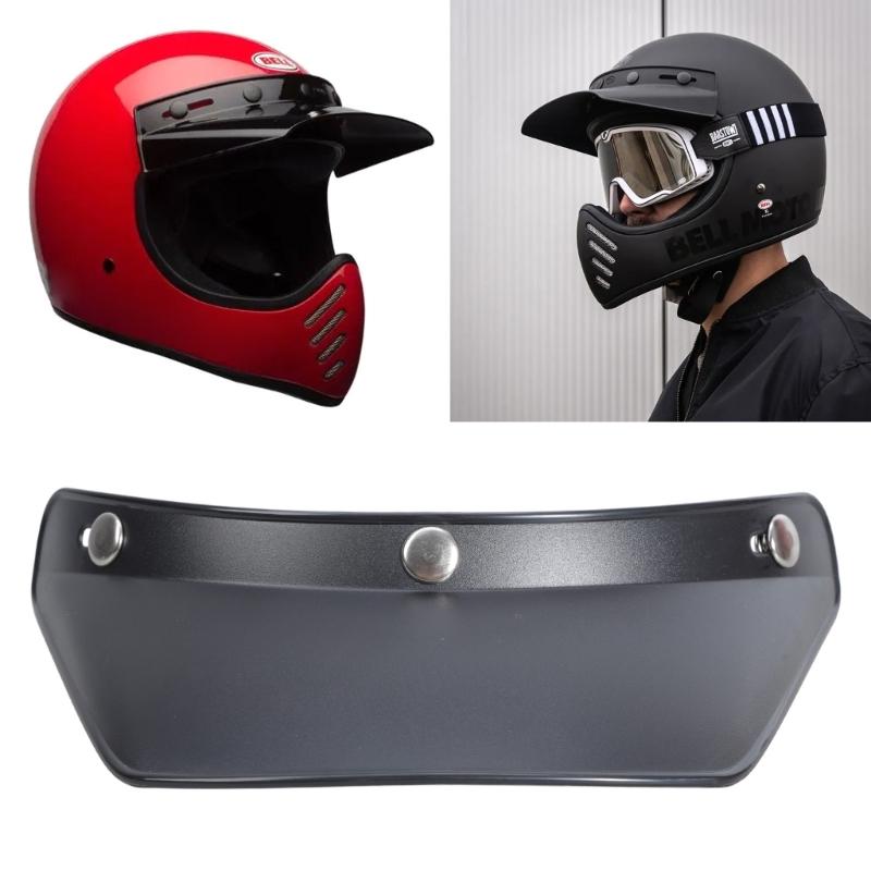 Universal 3 Snap Visor Face Shield Lens For Motorcycle Helmets Open Face