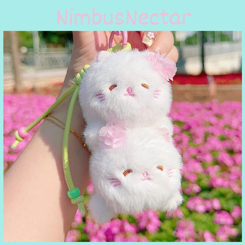 Creative Blossom Cherry Kitten Bear Rabbit Overlapping Plush Pendant Doll