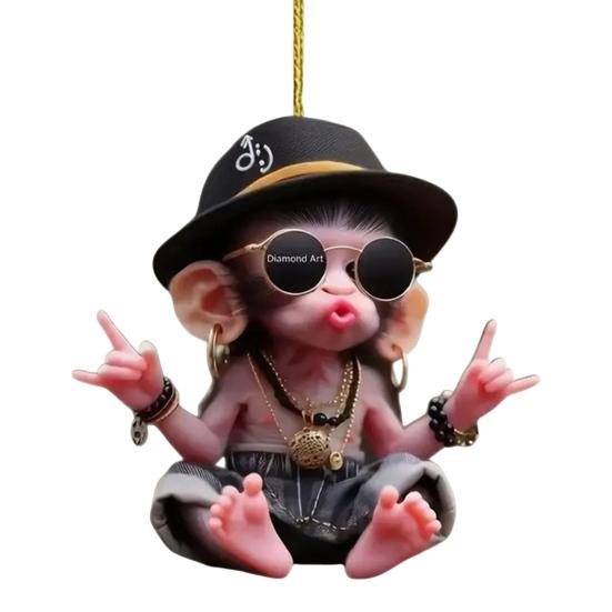 Car Pendant Cartoon Pouting Monkey Charm Acrylic Pendant Lightweight 2D Backpack Auto Accessory Car Decoration