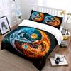 Fire And Ice Dragon Design Set Bedding Set With 1 Duvet Cover 2 Pillowcases Single Double King Queen, Gift