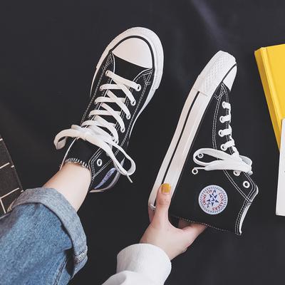 High-top Canvas Shoes Women's Spring and Autumn New Student Korean Version Couple Trendy Harajuku Men's Shoes Comfortable Ins Board Shoes