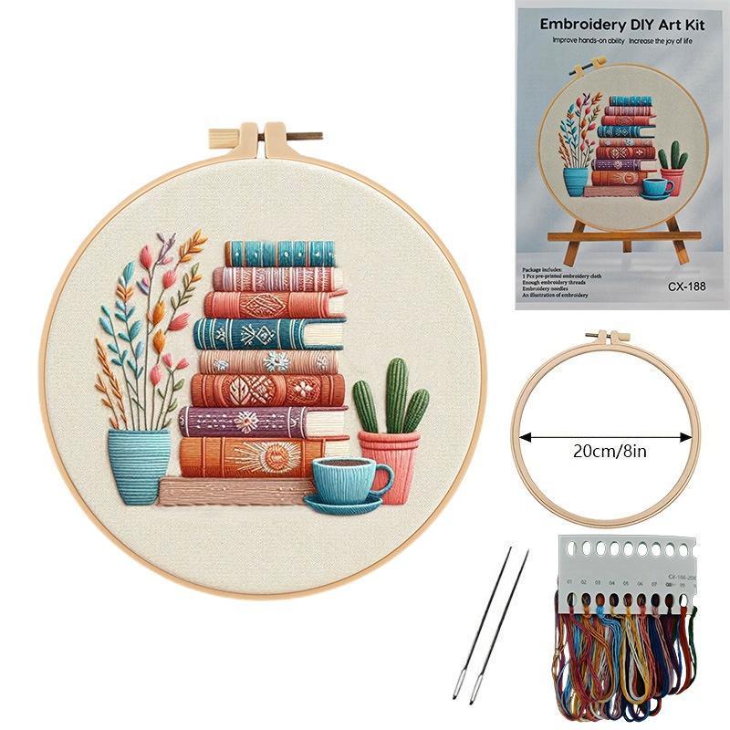 1Pc DIY Embroidery Starter Kit Cross Stitch Kits for Beginners Bookshelf Pattern