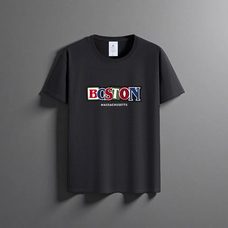 Letní Nové Unisex Všestranné Tričko z Čisté Bavlny Módní Ležérní Top s Kulatým Výstřihem Prodyšné Volného Střihu Tričko s Krátkým Rukávem s Potiskem