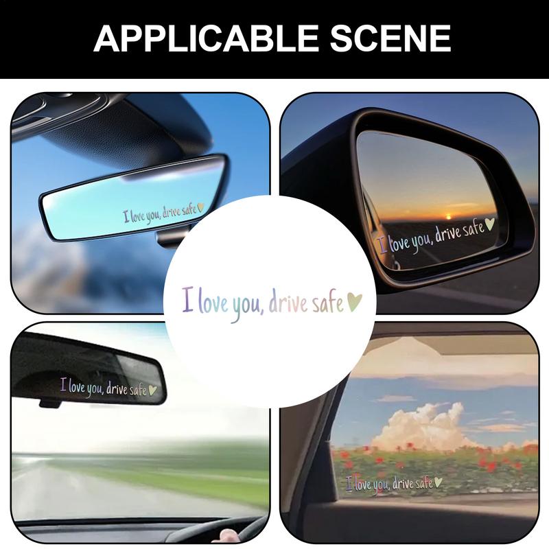 Car Mirror Stickers Car Window Decals For Women I Love You Drive Safe Waterproof Letters Emblem Labels For Window Bumper