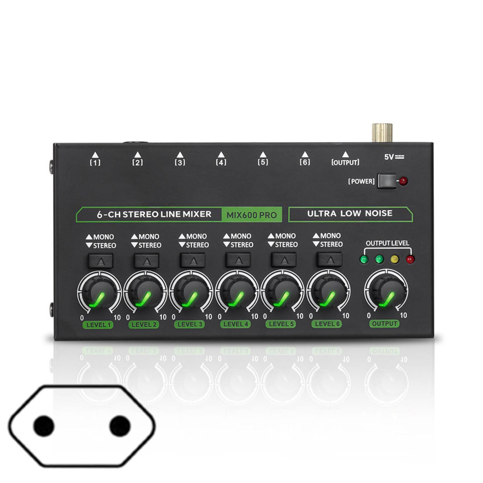 

Профессиональный малошумящий 6-канальный линейный стереомикшер 6 входов 1 выход 5 В светодиодный микшер для микрофонов гитарных клавишных микшер EU