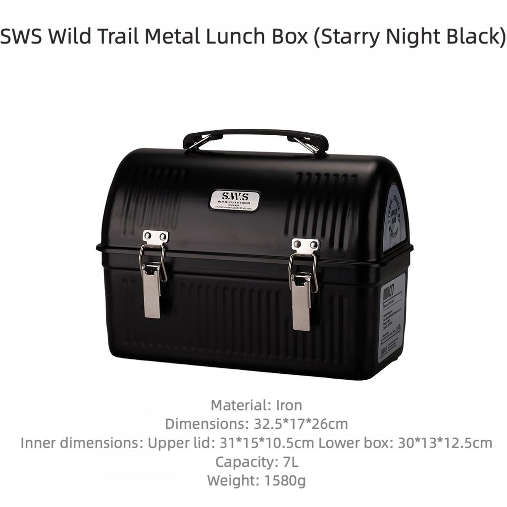 WELLHIKE SWS Vintage Camping Metall-Mittagessenbox Kaffee Tee Outdoor-Ausrüstung Werkzeugkasten Aufbewahrungskoffer