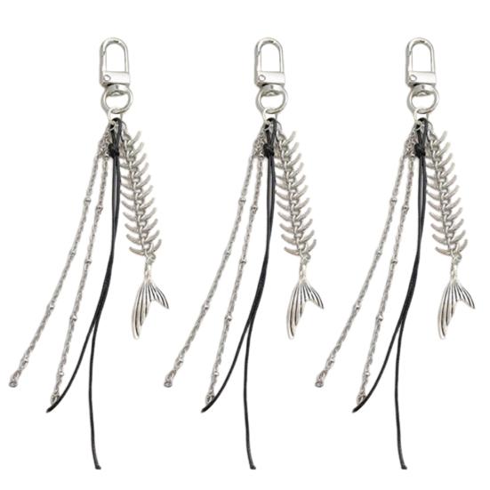 1/2/3Pcs Alloy Fishbone Keychain Pendant Tassel Rope Design Lightweight Key Chain Backpacks Cars Key Organizer Accessories