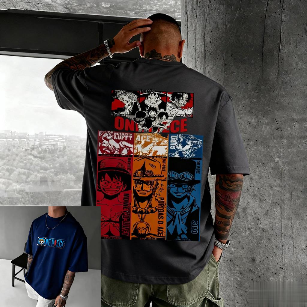 T-shirt Graphique One Piece Oversize Anime Hommes Femmes Manches Courtes T-shirt Imprimé Cartoon Luffy Zoro Nami Chopper Été Décontracté Y2k Top