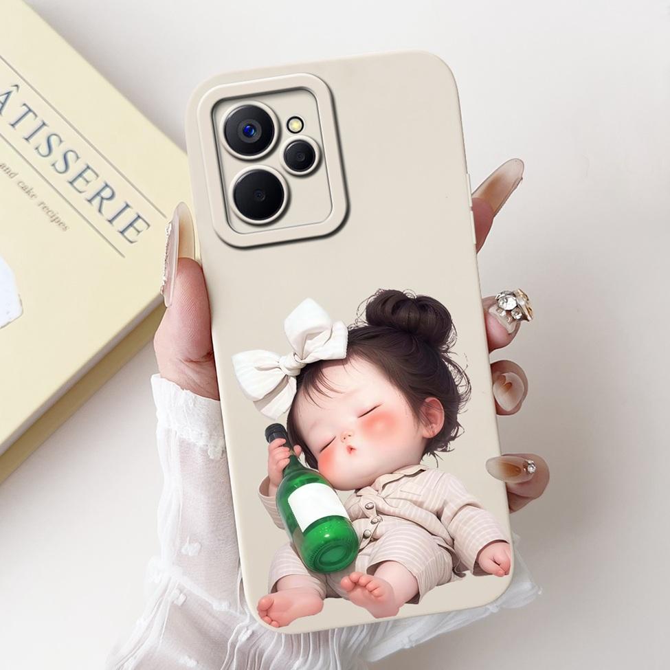 For Realme10 5G China RMX3663 Cover For Realme 10 5G Case Silicone Luxury Fashion Flowers Kawaii Cute Cat Shockproof Phone Case