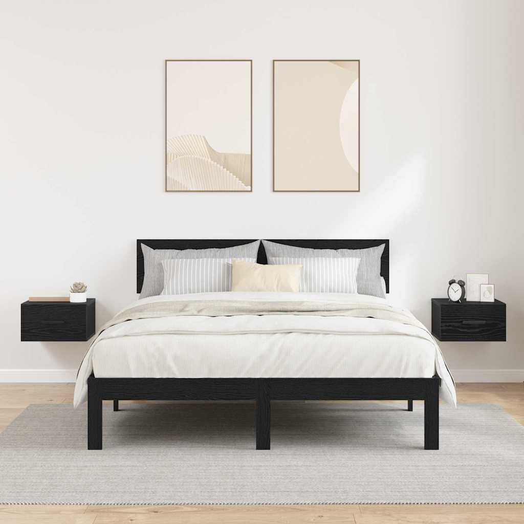 Nightstand 2 pcs Black Oak Effect 35 x 35 x 20 cm