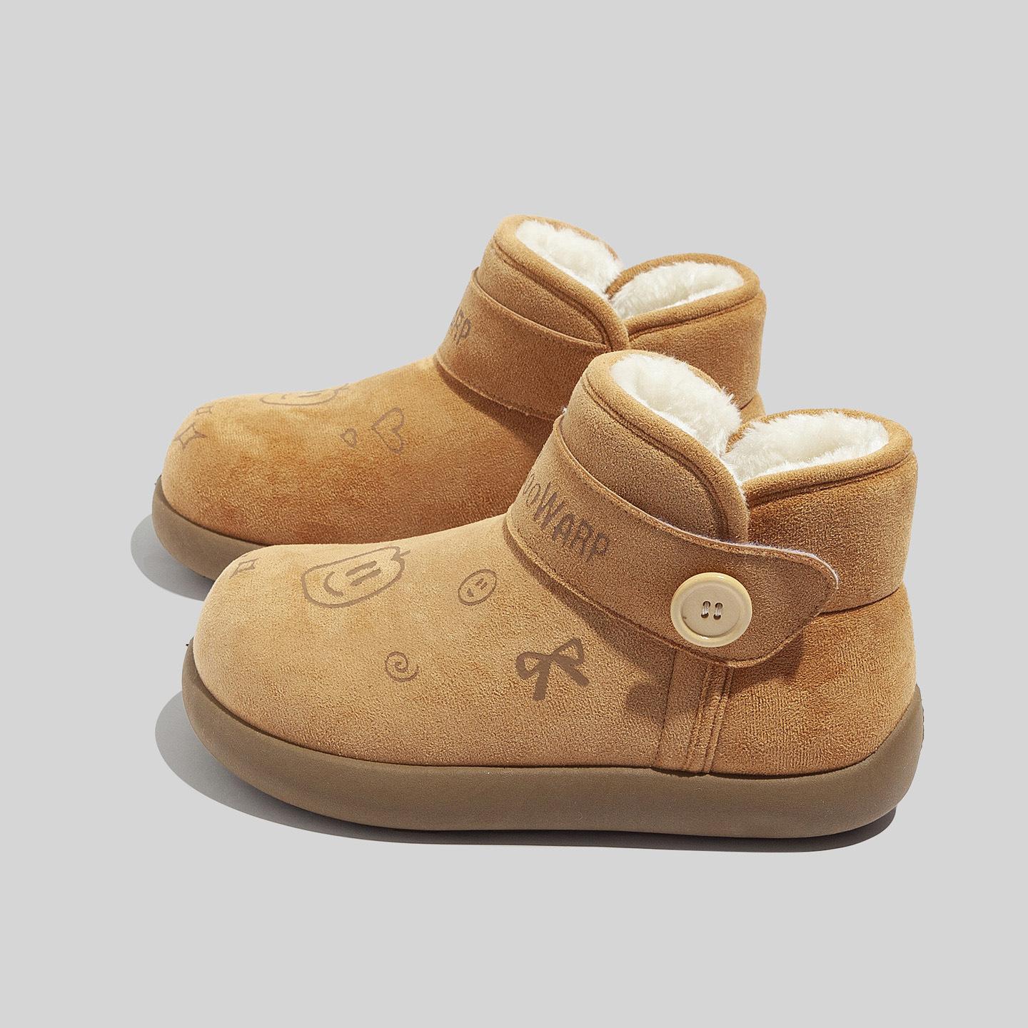 Belle fleece thickened short boots 22 winter new retro warm and cold snow boots niche design cotton shoes 35