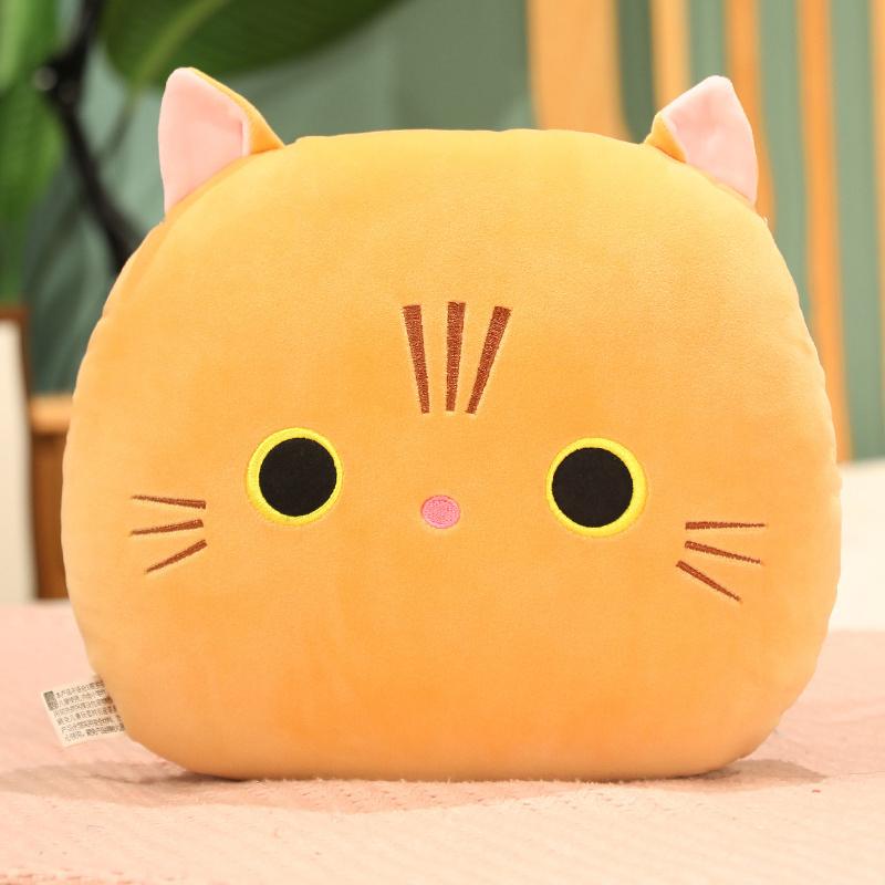 30X30Cm Down Cotton Plush Cat Pillow Stuffed Ultra Soft Cartoon Animal Round Hands Burner Back Support Plushie Gift