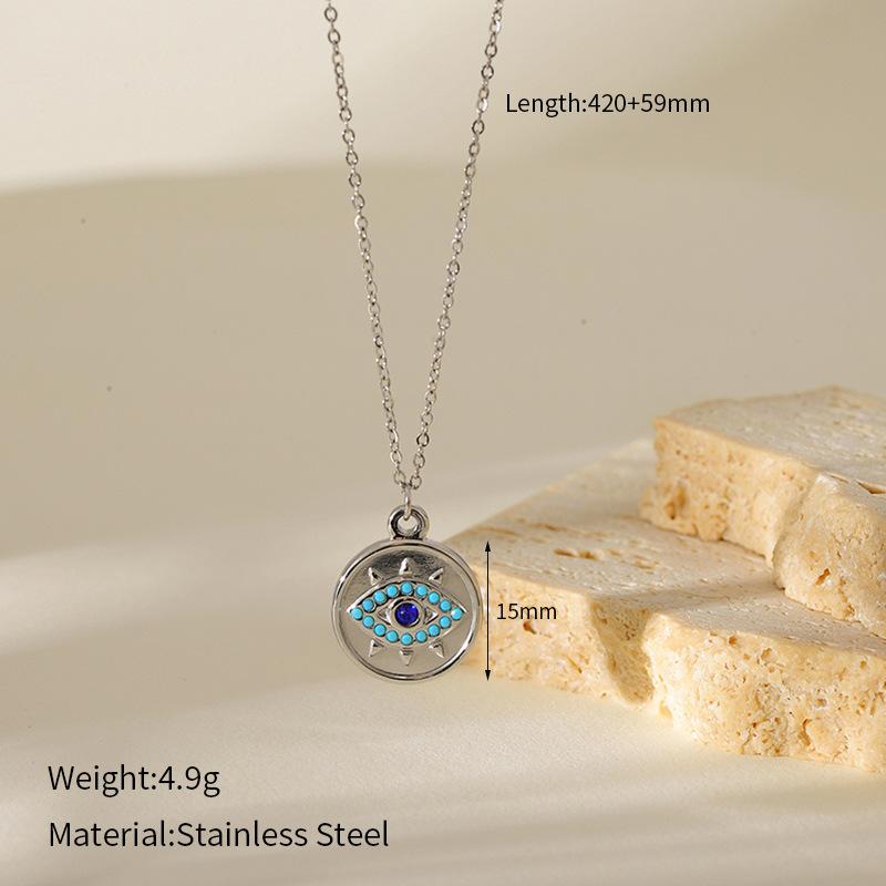 

Golden Eye Leaf Pendant Snake Chain Necklace Women Stylish Layering Jewelry Elegant Collarbone Chain