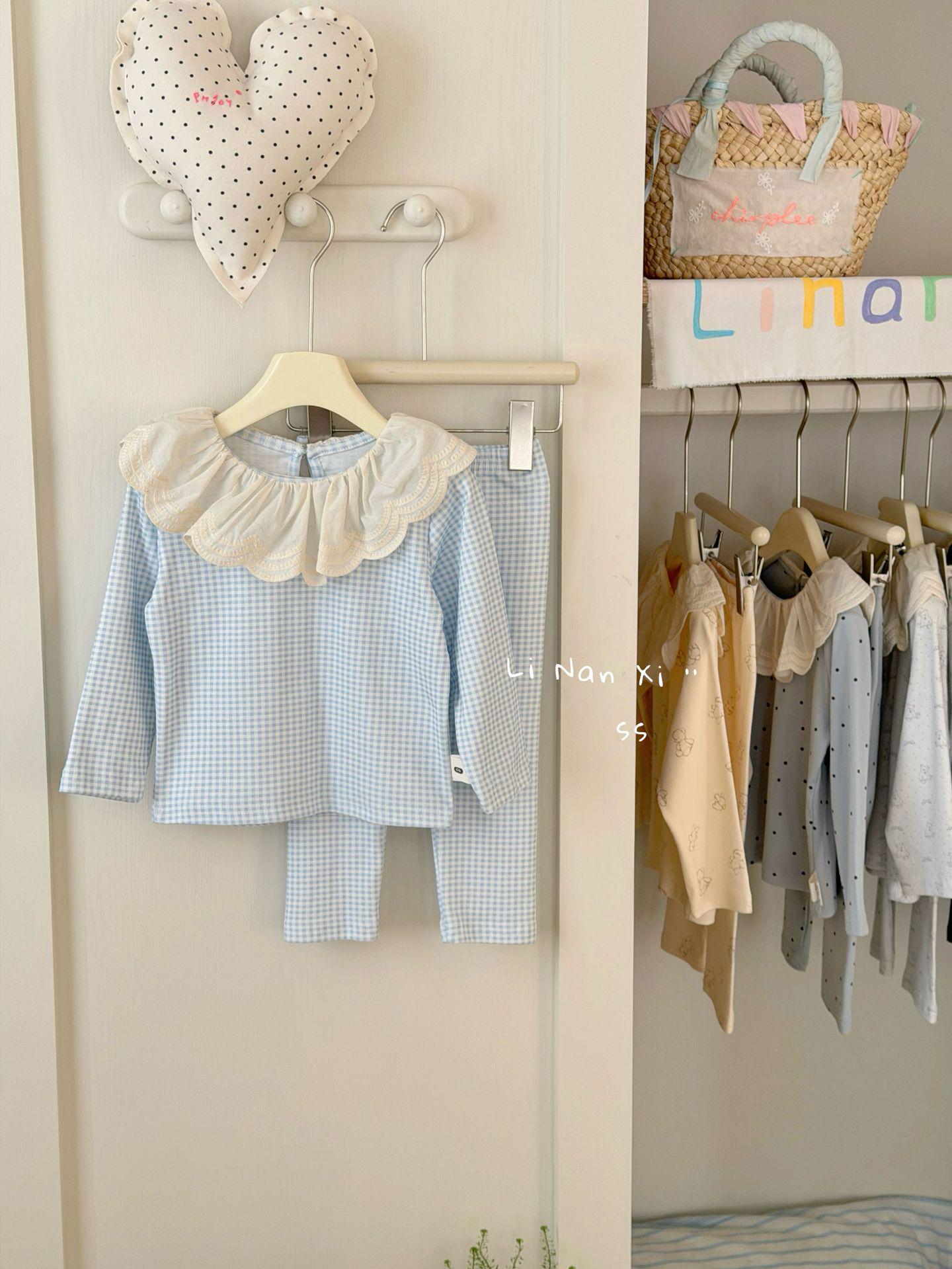 

Girls Spring 2026 Lycra Cotton Pajama Set with Lace 120 cm
