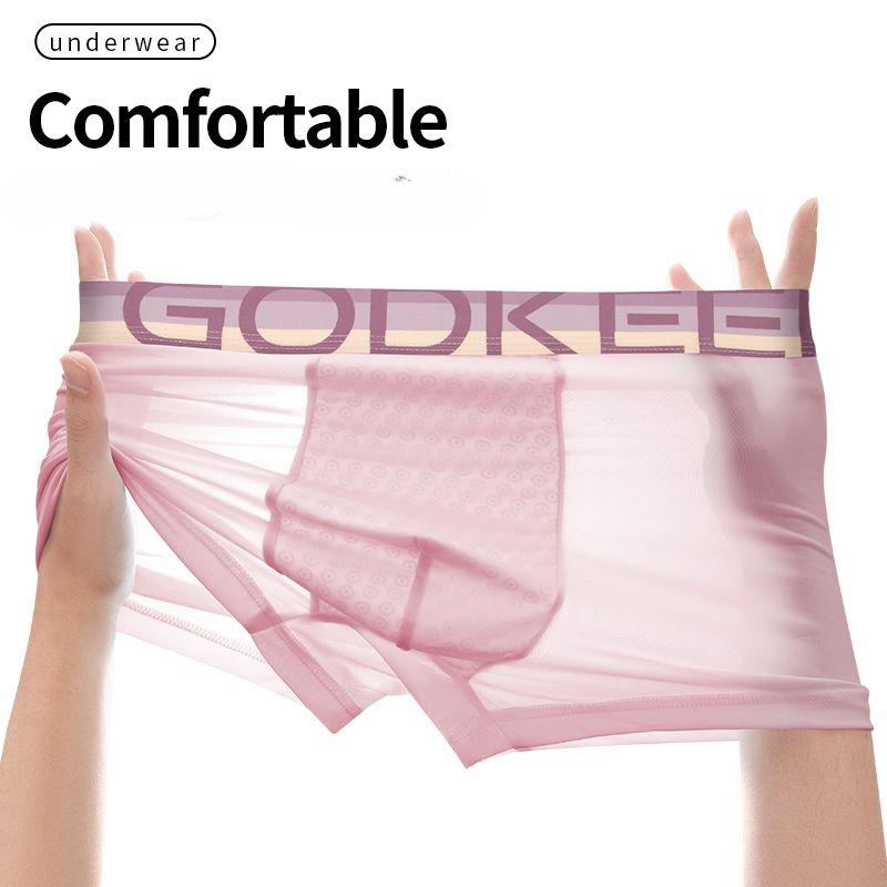 Ultra-thin Quick-drying Men's Underwear Teenagers Ice Silk Seamless Boxer Shorts Boys Sports Panties