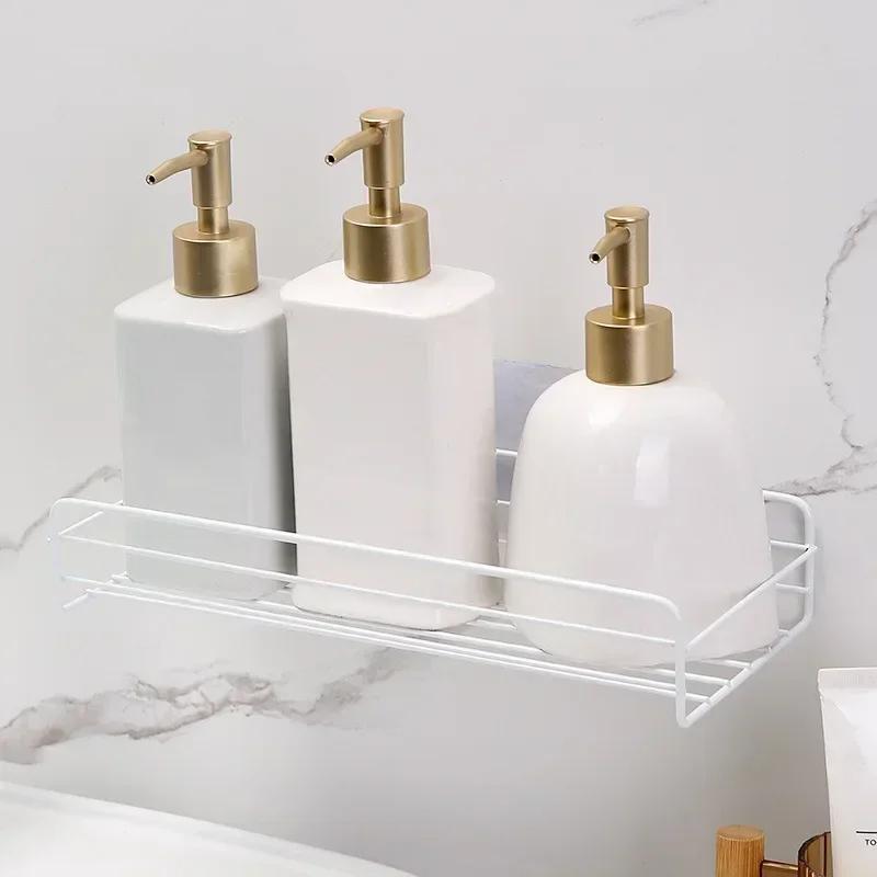 Bathroom Toiletries Storage Rack Wall Mounted Non Perforated Right Angle Storage Rack Shampoo Rack Shower Drainage Basket