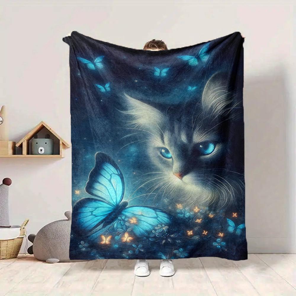 1pc Butterfly Print Blanket - Lightweight Flannel Fleece with Digital Printing, Soft Warm for Sofa, Travel, Camping, Office yy251018274
